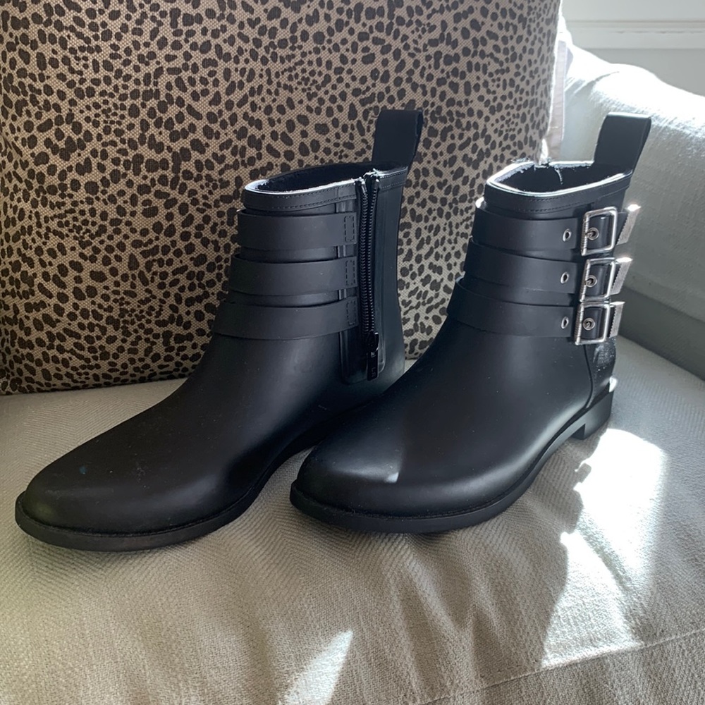 Loeffler Randall Black Rain boots size 8.